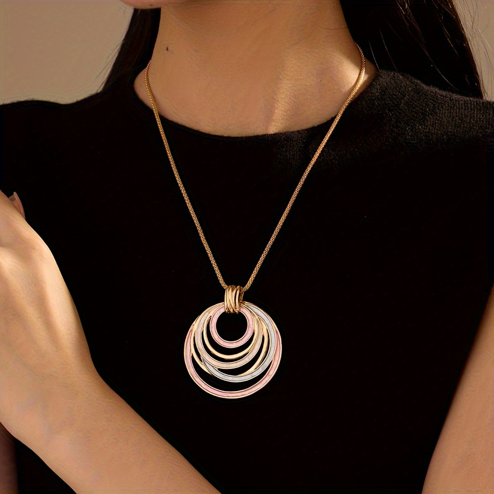 Bohemian Enamel Round Pendant Necklace